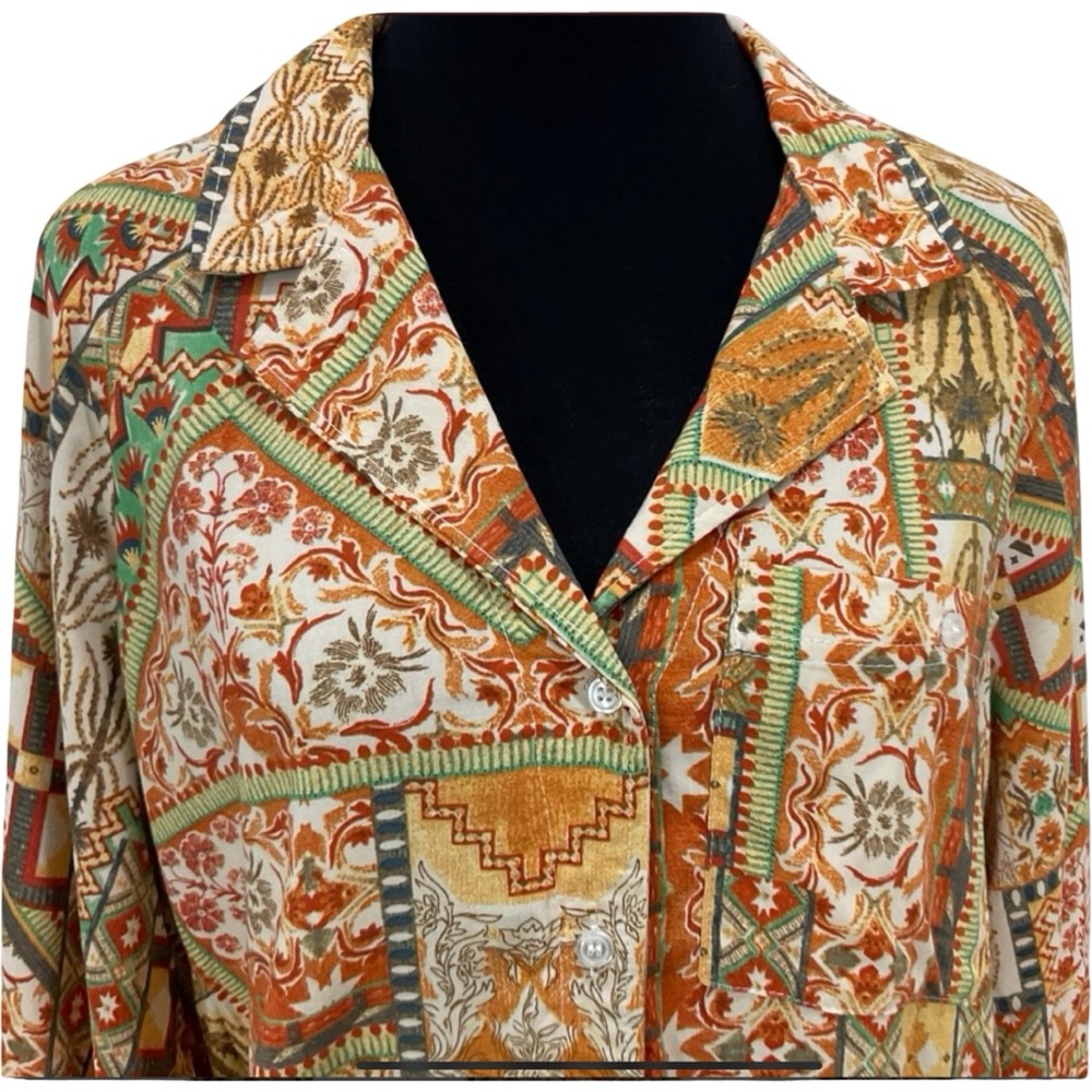 Rachel Zoe Multicolor Patterned Button Front Shirt Size S New with Tags - Picture 3 of 6